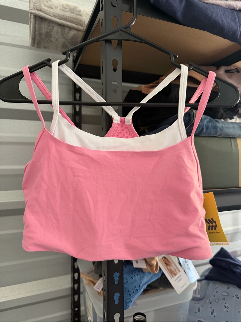all in motion Pink Bralette with White Trim and Double Straps